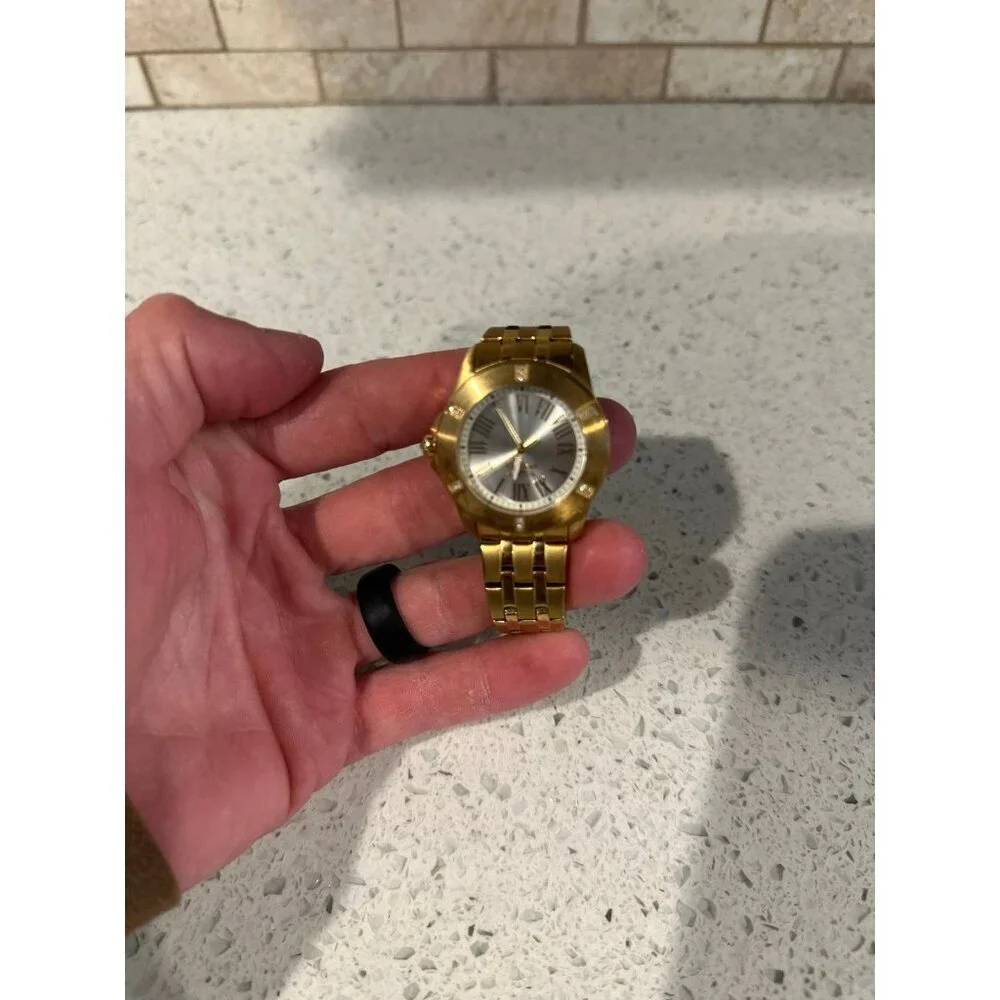 INVICTA ANGEL SILVER WOMEN'S WATCH 20371 CRYSTAL ASSENTED 18 KT GOLD PLATED‎ SS